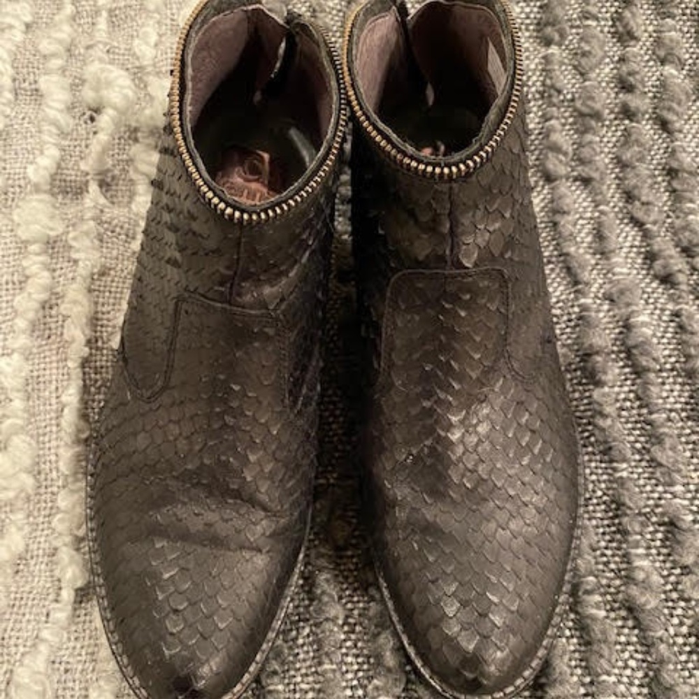 Beautiful Black Snakeskin booties - NEVER WORN
